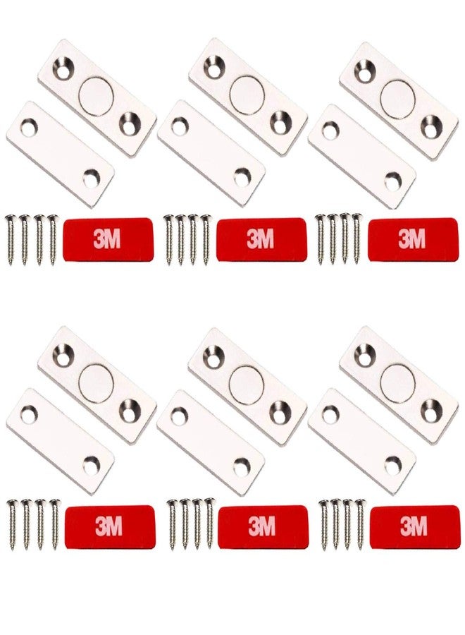 SAISN Cabinet Door Magnets Sliding Door Closer Magnet Catch Door Latch Stainless Steel Drawer Hardware for Kitchen Cupboard (6 Pack,Ultra Thin) - Image 1